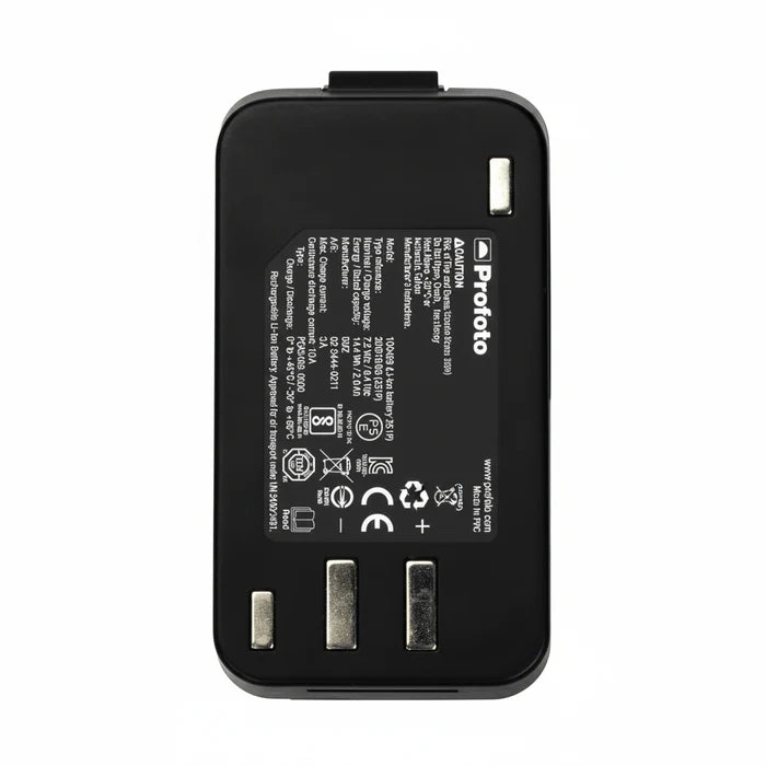 Profoto A1X Li-Ion Battery featuring compact black design with Profoto logo.