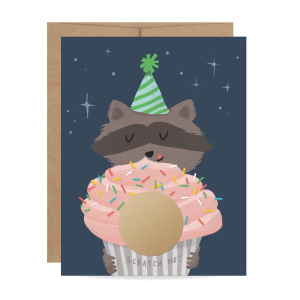 Raccoon Cupcake Scratch-Off Card