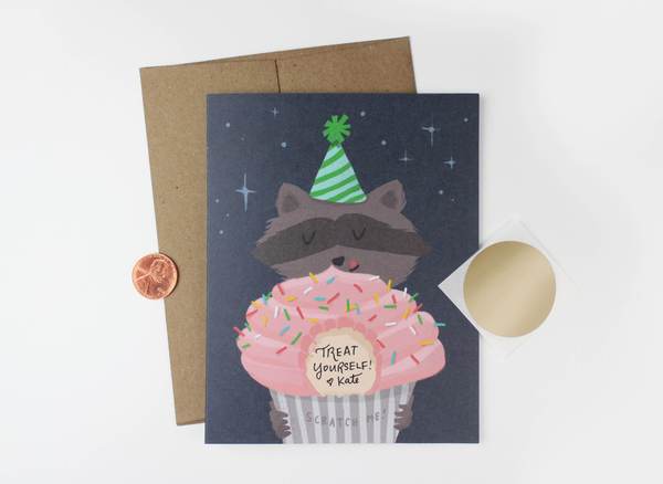 Raccoon Cupcake Scratch-Off Card