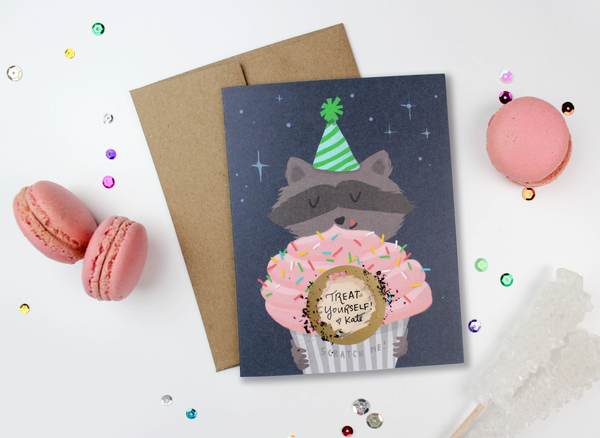 Raccoon Cupcake Scratch-Off Card
