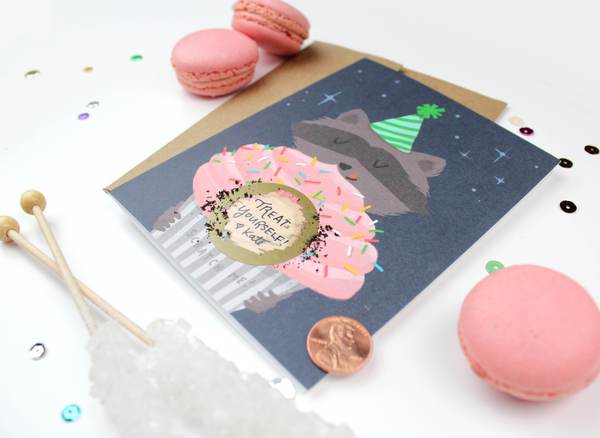 Raccoon Cupcake Scratch-Off Card