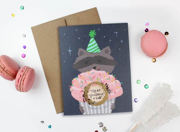 Raccoon Cupcake Scratch-Off Card