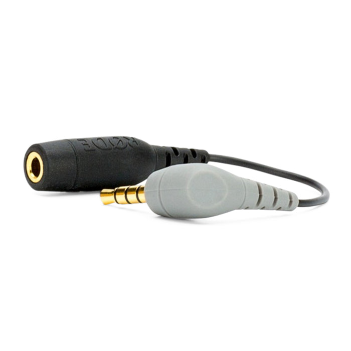 RODE SC4 TRS to TRRS Adaptor – compact audio cable for connecting microphones with 3.5mm TRS output to smartphones and devices with TRRS input.
