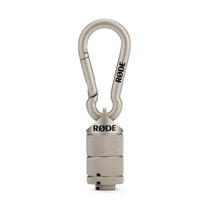 RODE Universal Thread Adaptor Kit with brass and stainless-steel thread adapters in a magnetic carabiner case.