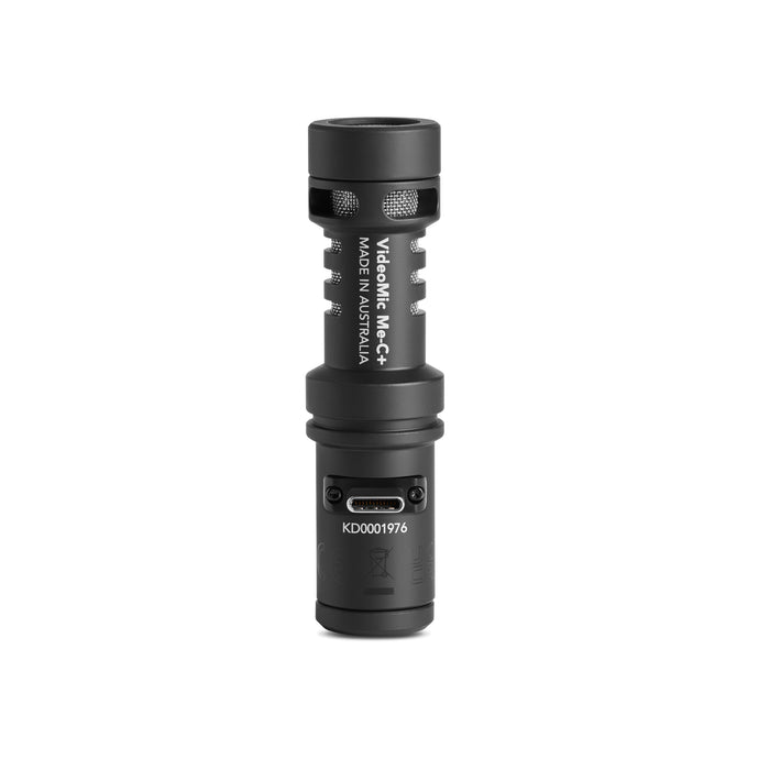 RODE VideoMic Me-C+ – compact USB-C directional microphone for mobile devices, with cardioid pickup, 3.5 mm headphone monitoring jack, and plug-and-play simplicity.