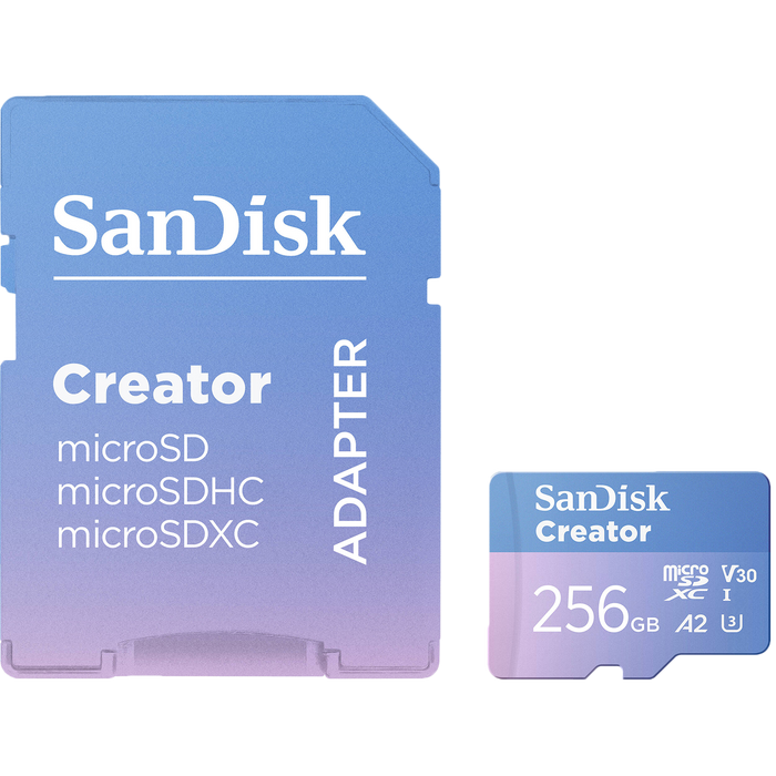SanDisk Creator UHS-I microSD Memory Card (256GB) – fast, reliable card for 4K content creation.