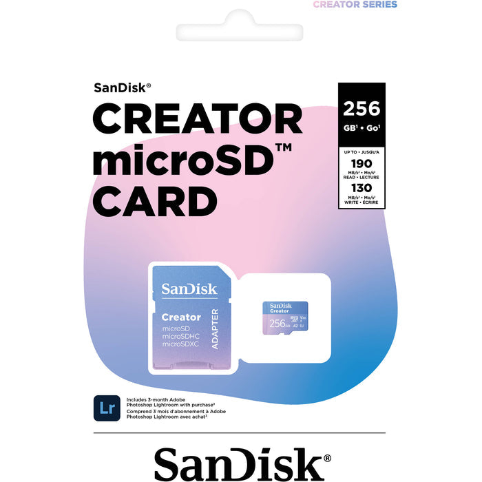 SanDisk Creator UHS-I microSD Memory Card (256GB) – fast, reliable card for 4K content creation.