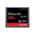 SanDisk Extreme PRO 128GB CompactFlash card on a white background