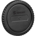 Sensei Body Cap with durable black plastic that securely fits on lens mount to protect camera sensor and internal components from dust, moisture, and damage, with finger-grip edges for easy attachment and removal.