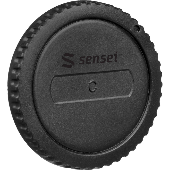 Sensei Body Cap with durable black plastic that securely fits on lens mount to protect camera sensor and internal components from dust, moisture, and damage, with finger-grip edges for easy attachment and removal.