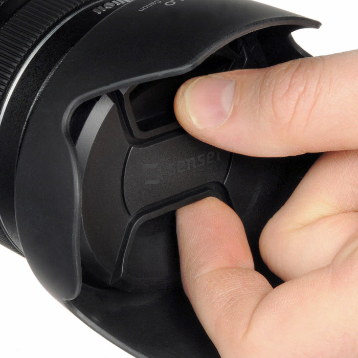 Sensei center pinch snap-on lens cap for dust and scratch protection