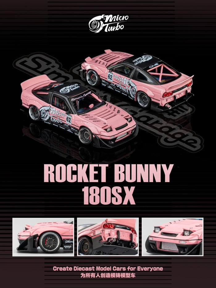 Simon's Garage Custom Nissan 180SX RB Metallic Pink Micro Turbo 1/64 scale MT6407C4