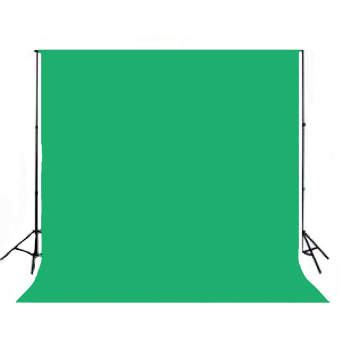 Green 3x6 meter muslin photography backdrop designed for chroma keying and studio portraits, with durable heavy cotton material and sewn edges.