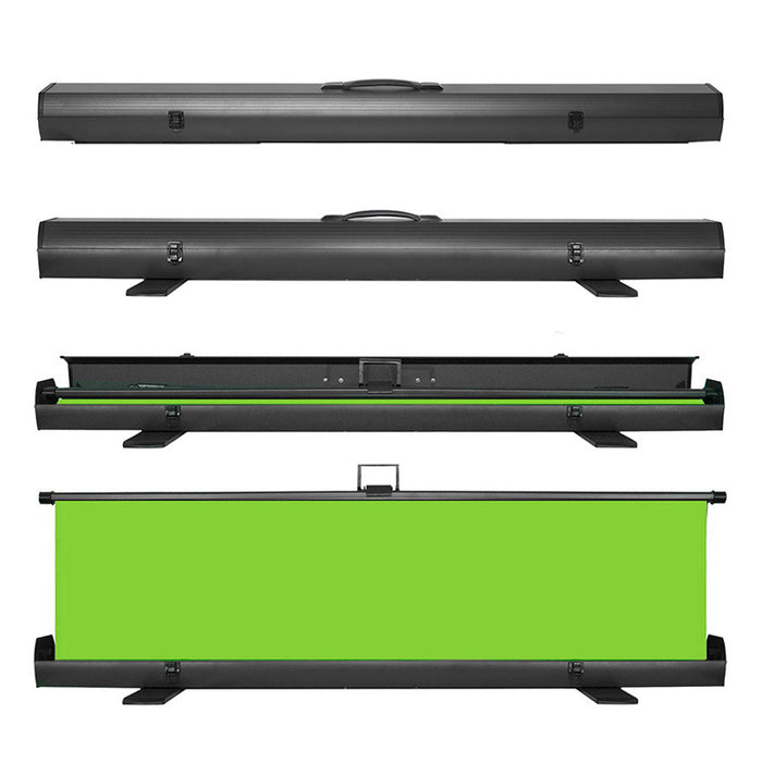 Portable Sky Pull-Up Backdrop in lightweight aluminium case ready for travel.