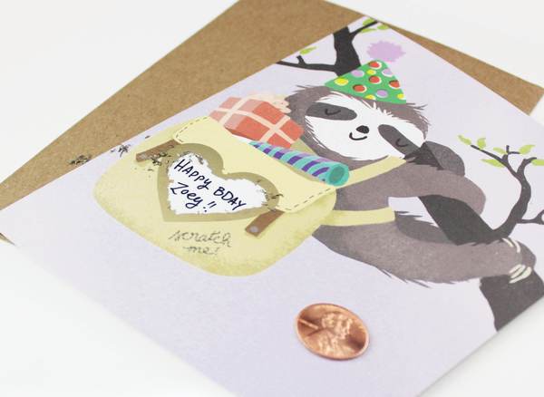 Sloth Scratch-Off Card