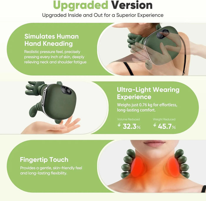 Smart Finger Pressure Neck Massager – 4D Shiatsu Massage with Soothing Heat