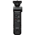 Sony GP-VPT3 multi-function shooting grip with detachable Bluetooth remote commander, converts to mini tripod, supports cameras up to 1.5 kg, 10m wireless remote control range, ergonomic design, tilt and swivel head for selfie or outward shots, dust and moisture resistant.