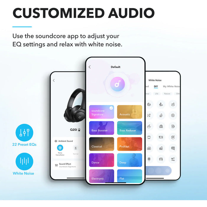 Soundcore Q20i ANC over-ear Bluetooth headphones with memory foam