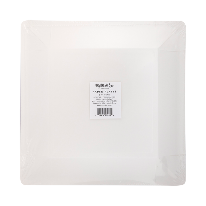 Square Red Star Paper Plates