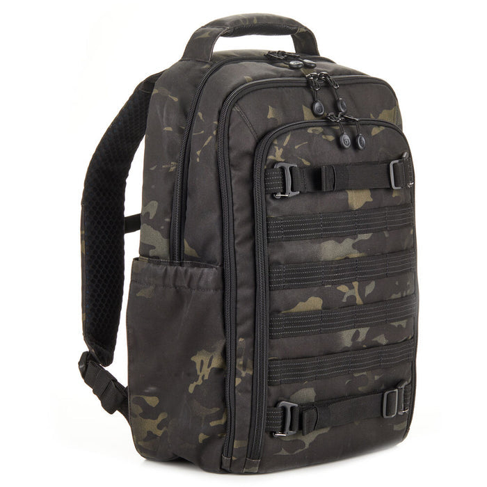 Tenba Axis V2 16L multicam black camera backpack angled view
