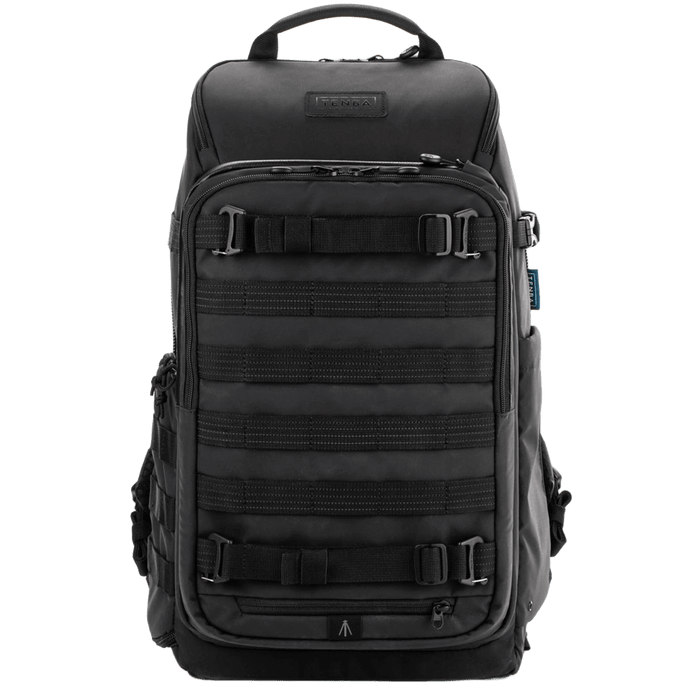 Tenba Axis V2 20L camera backpack with top, side, rear access, laptop/drones storage, MOLLE webbing, and comfy straps.