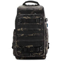 Tenba Axis V2 20L camera backpack with top, side, rear access, laptop/drones storage, MOLLE webbing, and comfy straps.