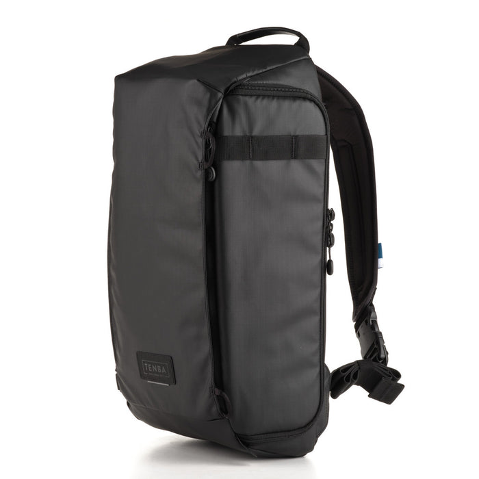 Gray backpack with black accents on a white background