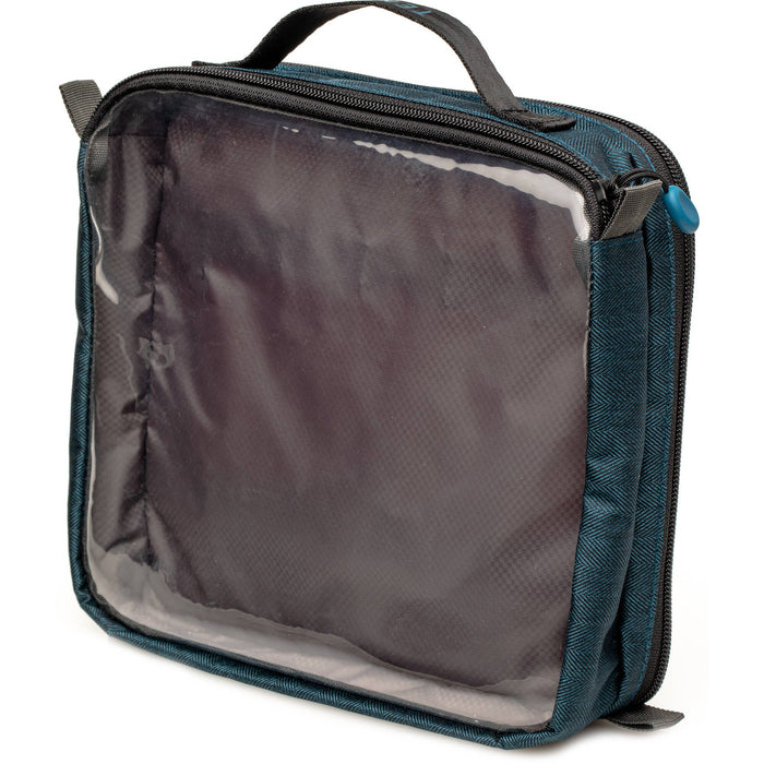 Tenba Tools Duo 4 Cable Pouch with two compartments for cables, chargers, lavalier mics, and small accessories; water-resistant 300D polyester.