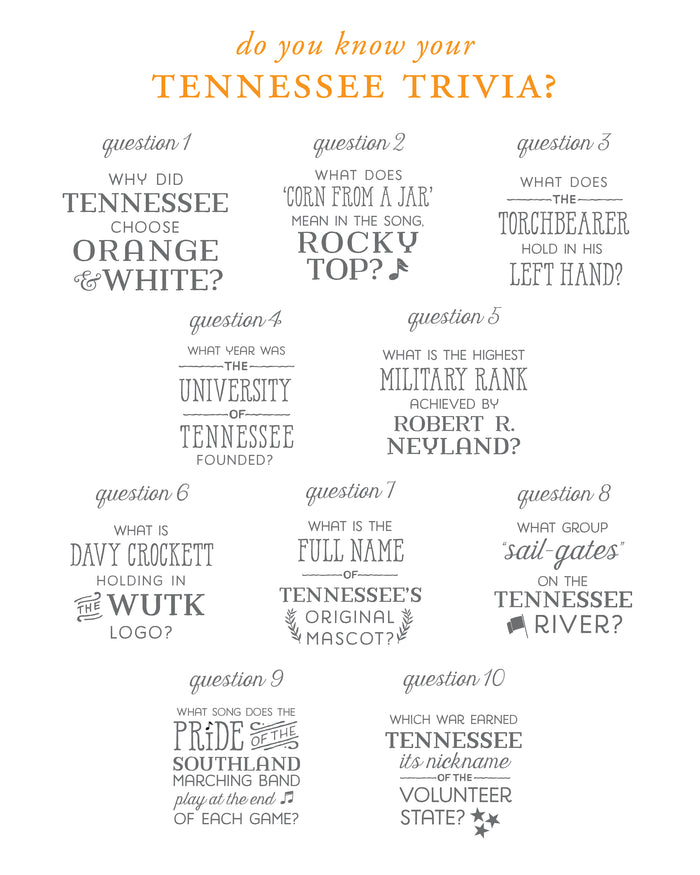 Tennessee Trivia Cups