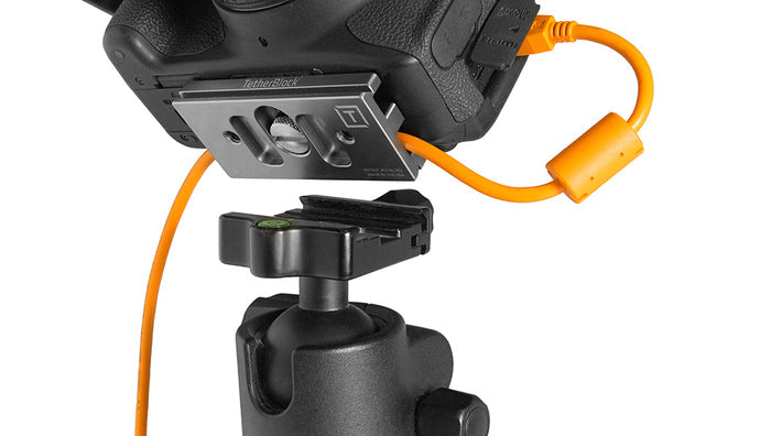 Tether Tools TetherBlock Arca cable management plate compatible with Arca-Swiss tripod systems.