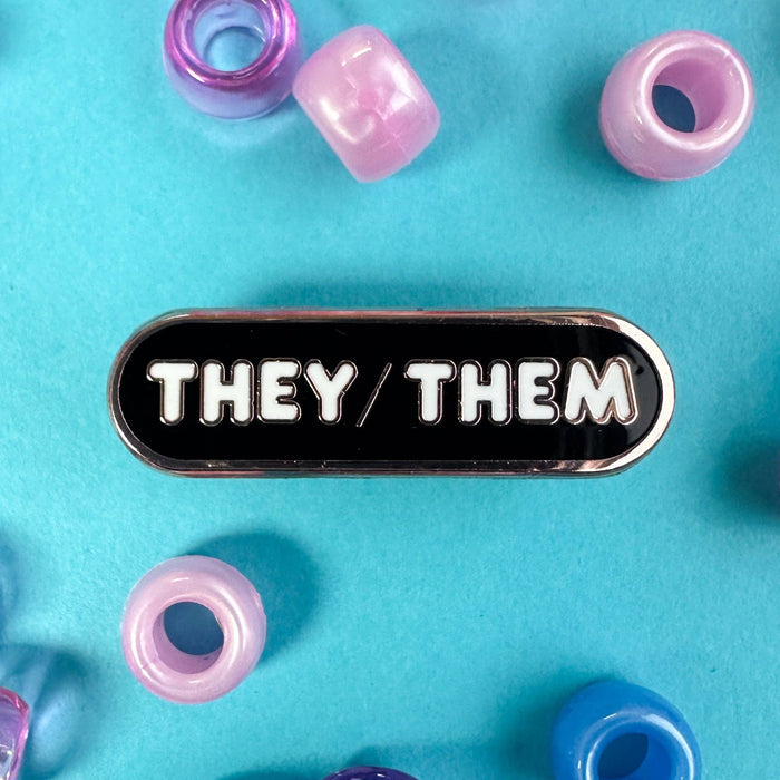 They/Them Pronoun Plaque Enamel Pin