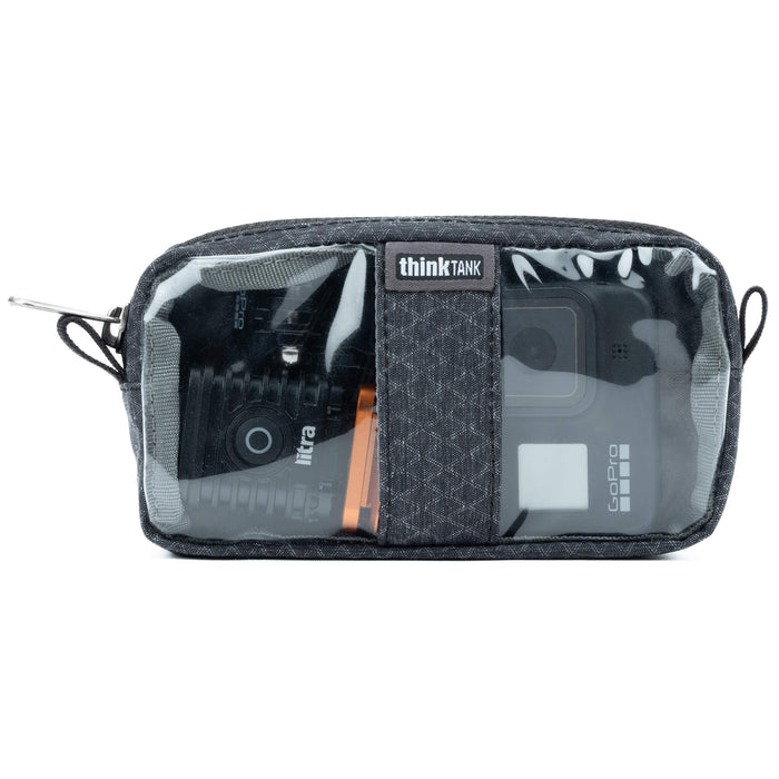 Think Tank Cable Management clear pouch for organising cables with easy visibility.