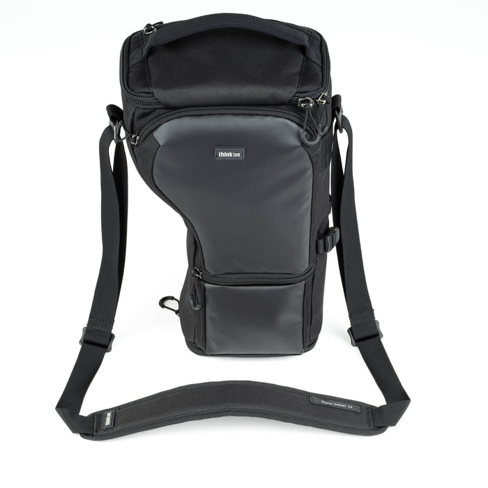 Think Tank Digital Holster 30 V3 camera bag with quick-access lid, belt attachment, and rain protection.