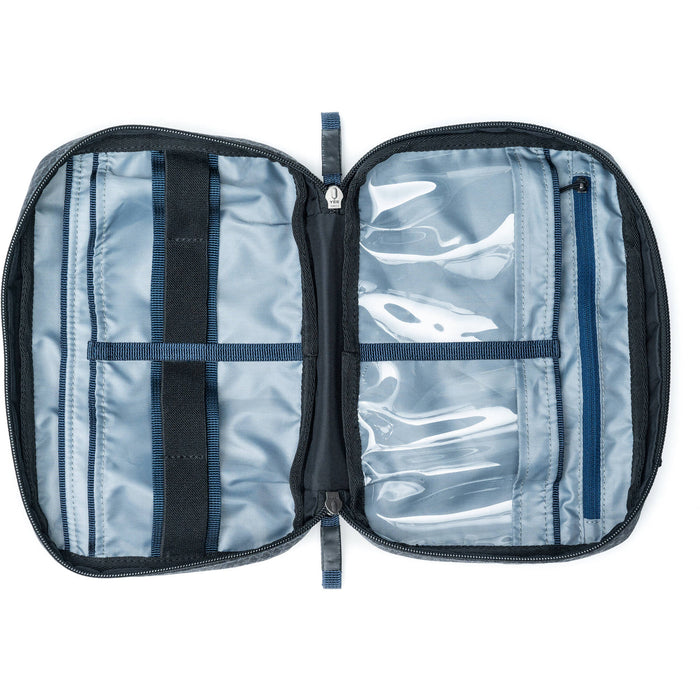Think Tank EDC Pouch with pockets, zippered compartment, water-repellent coating, and open-flat design for easy access.