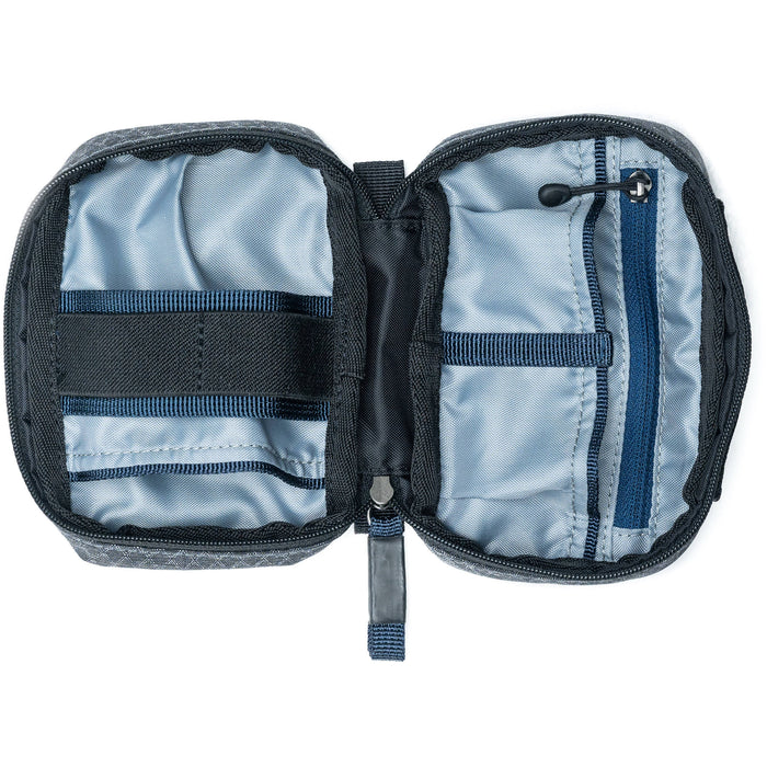Think Tank EDC Pouch with pockets, zippered compartment, water-repellent coating, and open-flat design for easy access.