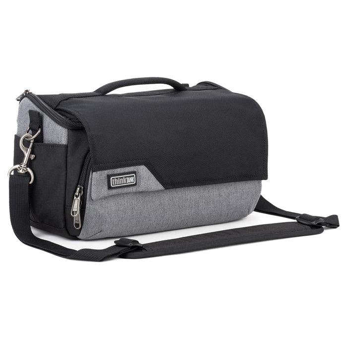 Think Tank Photo Mirrorless Mover 25 camera shoulder bag, black, compact with flip-top lid, multiple pockets, padded interior for mirrorless camera and lenses, rain cover included