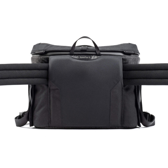 Think Tank SpeedTop 15 crossbody camera bag — compact sling bag with magnetic top lid for one-handed access