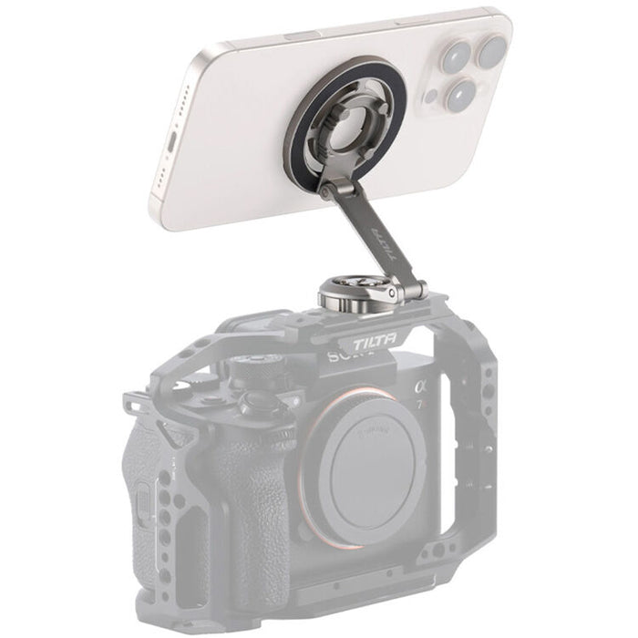 Tilta Magnetic Articulating Mounting Kit with MagSafe, dual-axis arm, Cold Shoe and 1/4"-20 mounts.