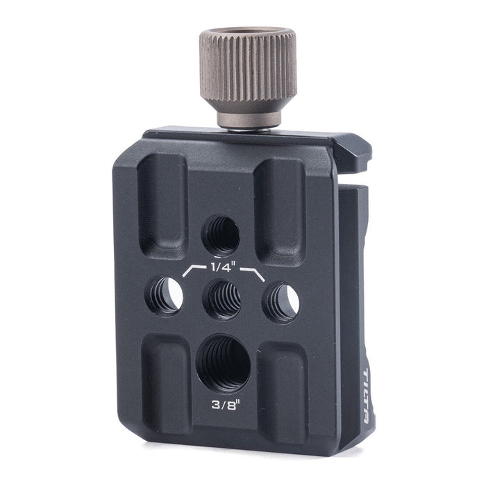 Tilta Universal Arca Quick‑Release Baseplate in black with dovetail plate and Arca‑Swiss compatible clamp.