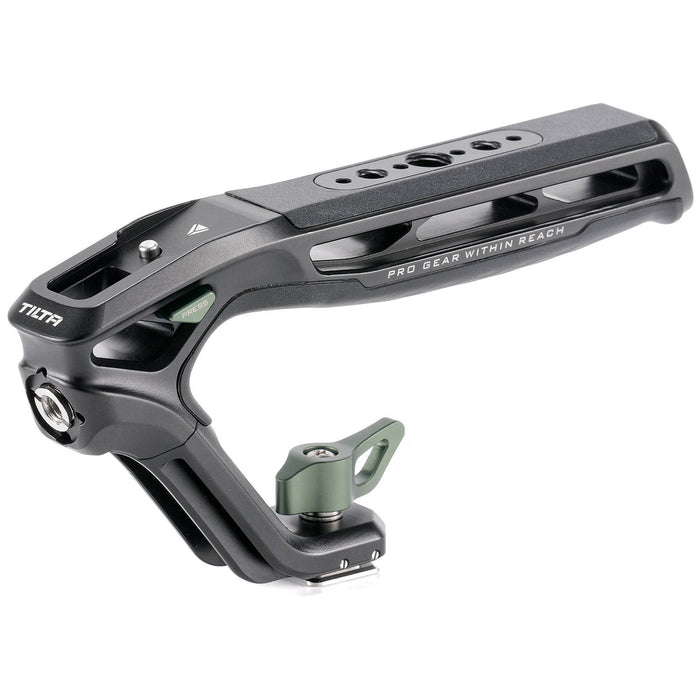 A top handle with various mounting options for a variety of camera cages and systems to assist in improving low-angle captures.