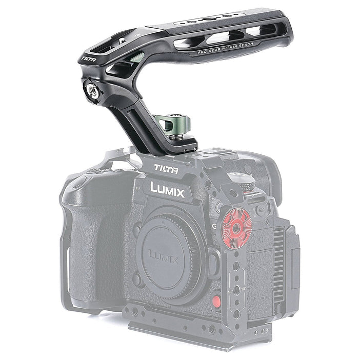 A top handle with various mounting options for a variety of camera cages and systems to assist in improving low-angle captures.